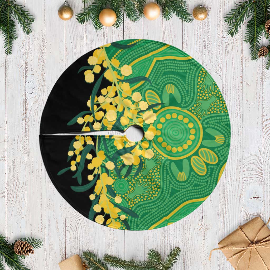 Australia Golden Wattle Tree Skirt Aussie Native Flowers Indigenous Art - Aussie Hoodie
