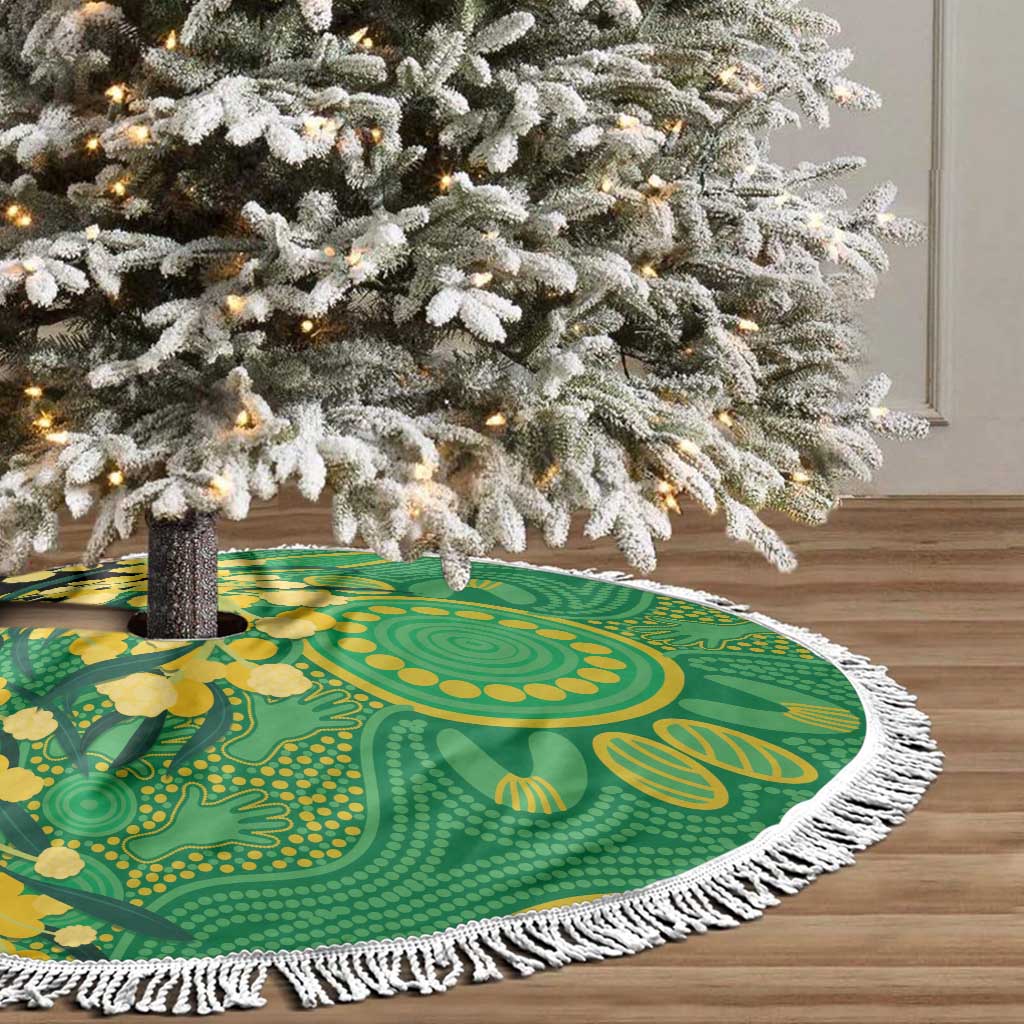 Australia Golden Wattle Tree Skirt Aussie Native Flowers Indigenous Art - Aussie Hoodie