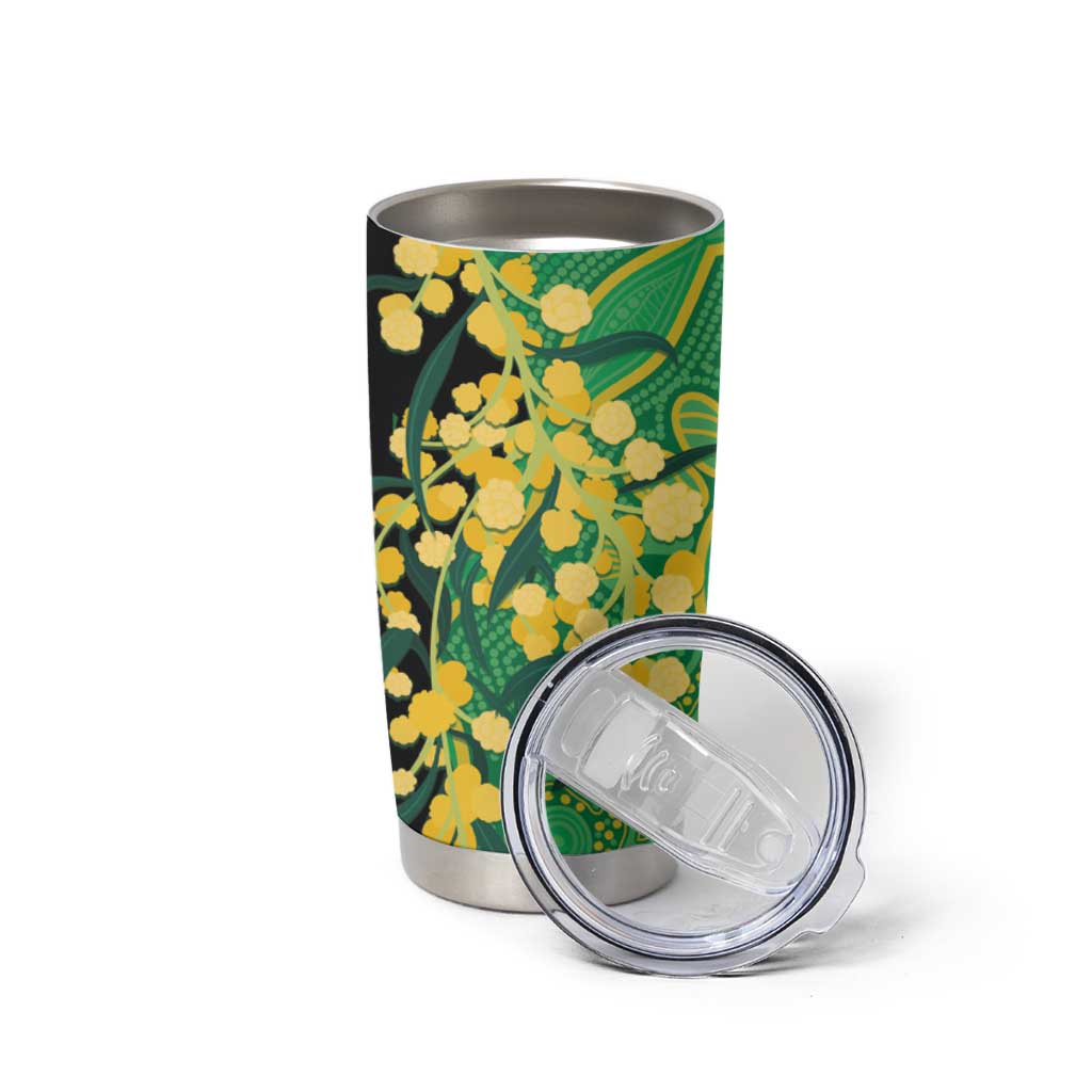 Australia Golden Wattle Tumbler Cup Aussie Native Flowers Indigenous Art - Aussie Hoodie