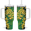 Australia Golden Wattle Tumbler With Handle Aussie Native Flowers Indigenous Art - Aussie Hoodie