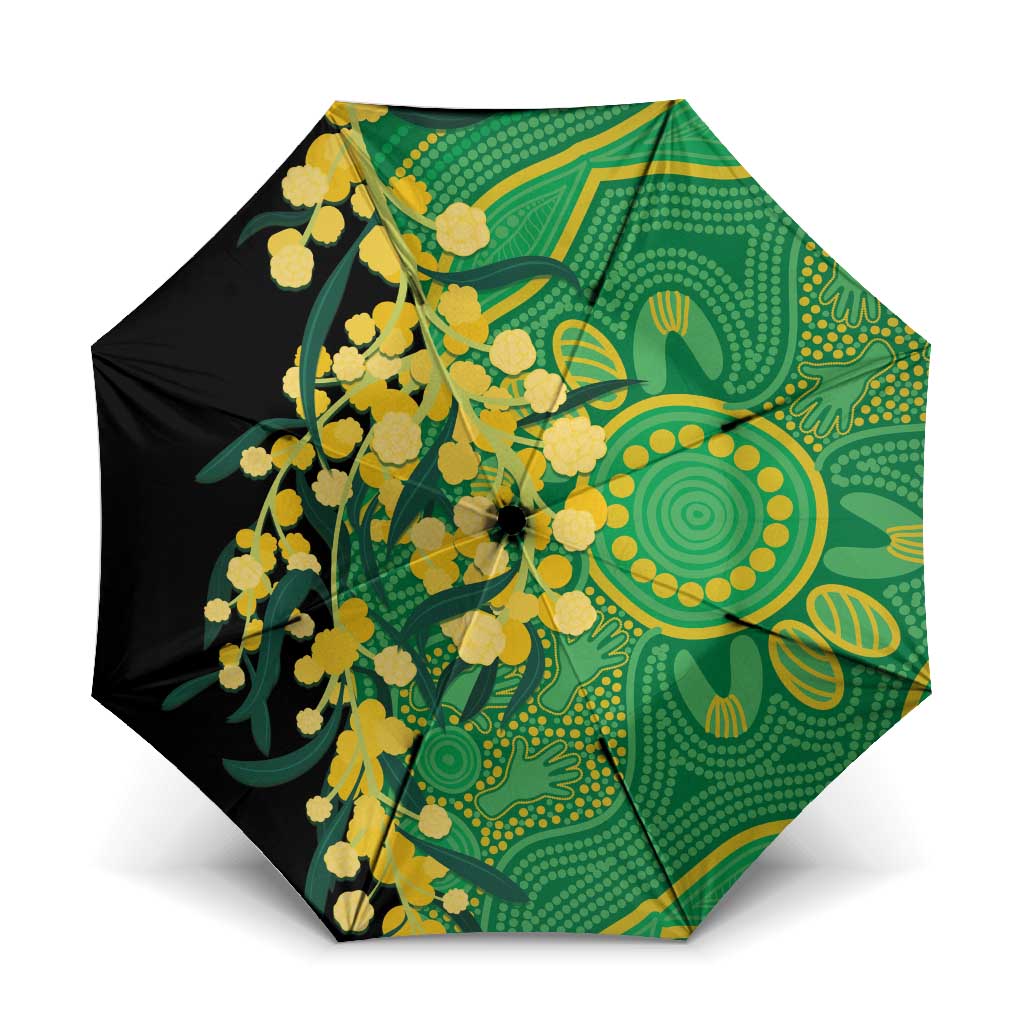 Australia Golden Wattle Umbrella Aussie Native Flowers Indigenous Art - Aussie Hoodie