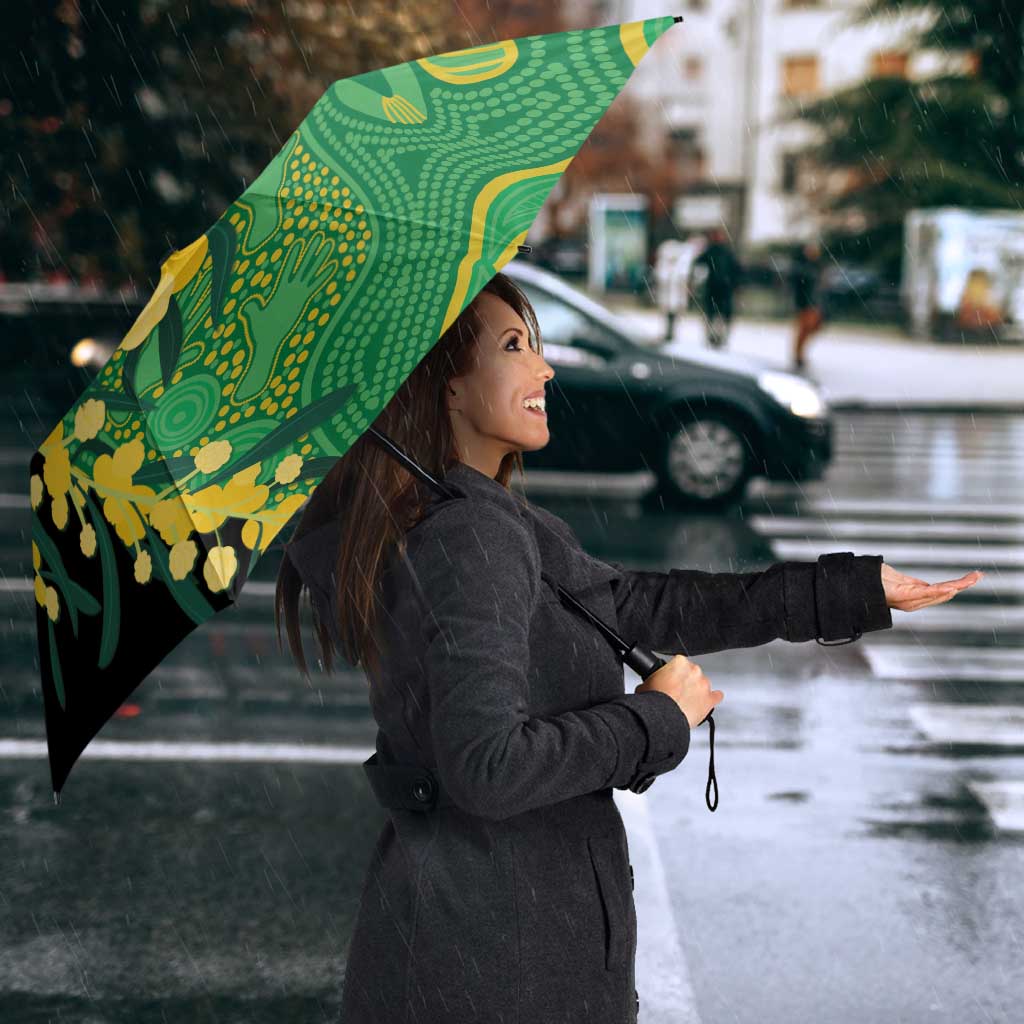 Australia Golden Wattle Umbrella Aussie Native Flowers Indigenous Art - Aussie Hoodie