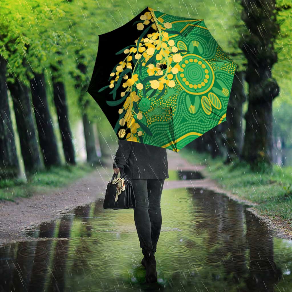 Australia Golden Wattle Umbrella Aussie Native Flowers Indigenous Art - Aussie Hoodie