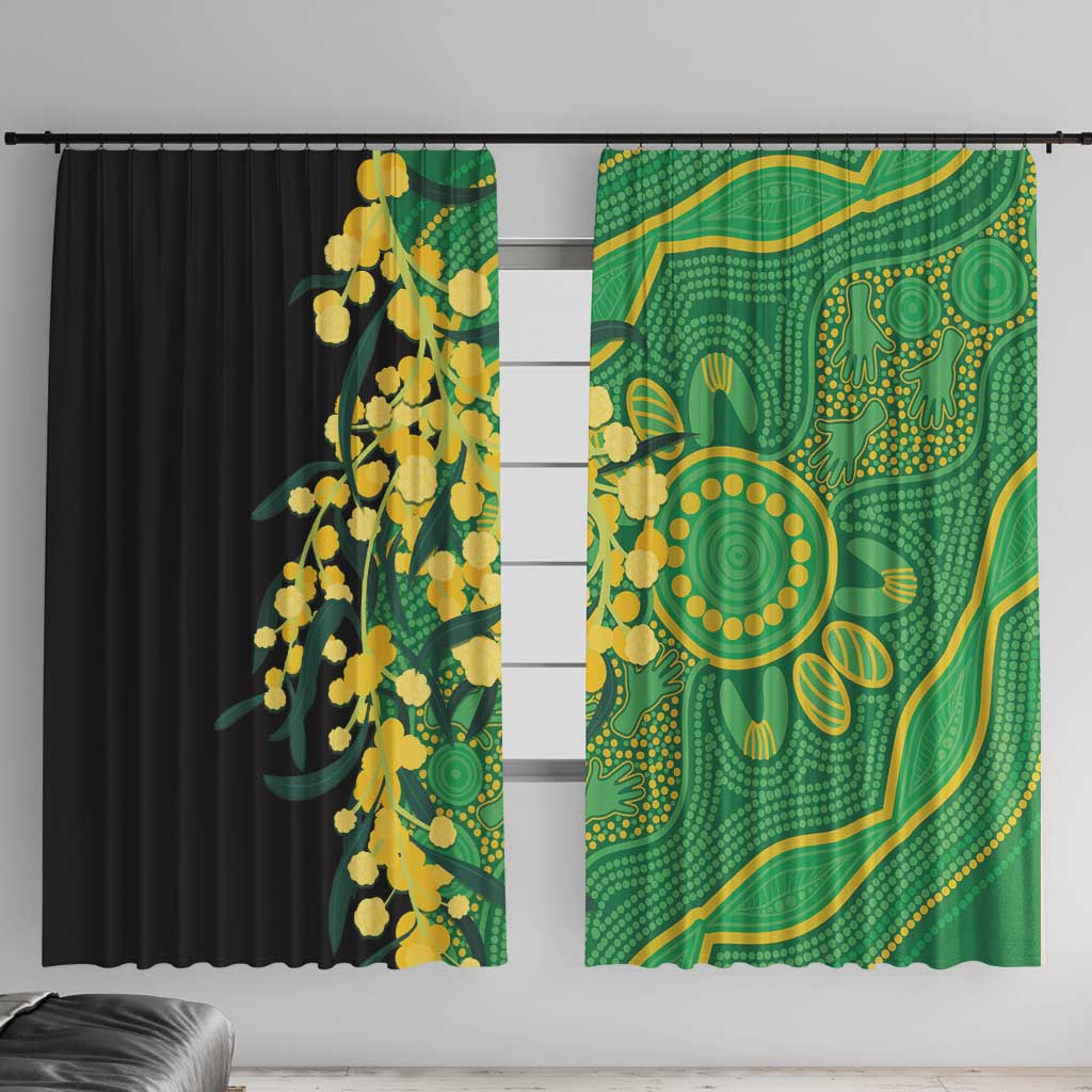 Australia Golden Wattle Window Curtain Aussie Native Flowers Indigenous Art - Aussie Hoodie