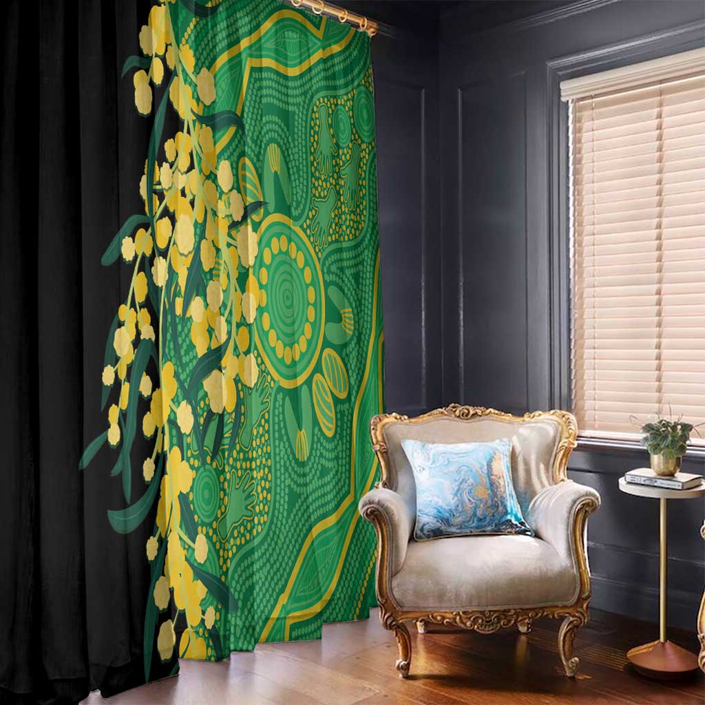 Australia Golden Wattle Window Curtain Aussie Native Flowers Indigenous Art - Aussie Hoodie