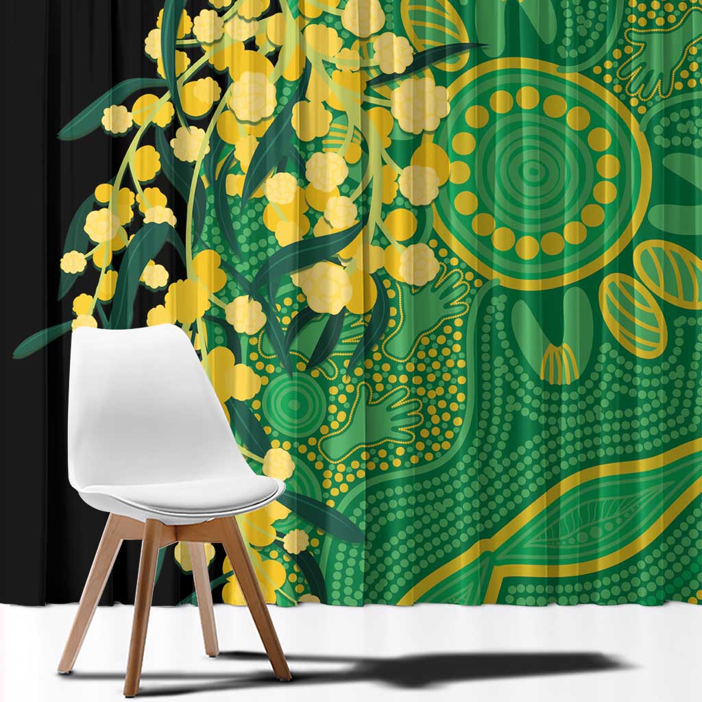 Australia Golden Wattle Window Curtain Aussie Native Flowers Indigenous Art - Aussie Hoodie