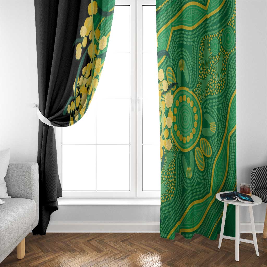 Australia Golden Wattle Window Curtain Aussie Native Flowers Indigenous Art - Aussie Hoodie