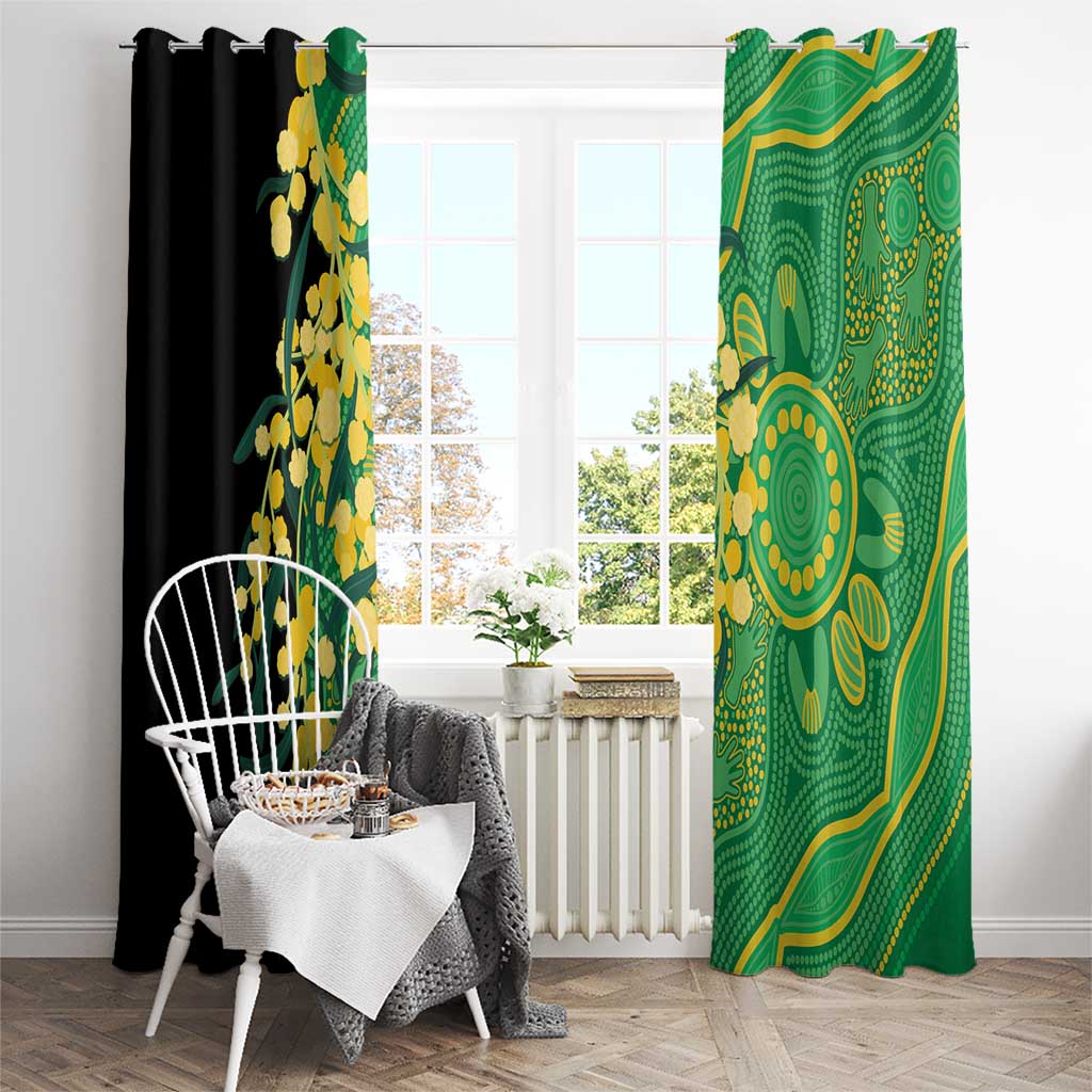 Australia Golden Wattle Window Curtain Aussie Native Flowers Indigenous Art - Aussie Hoodie