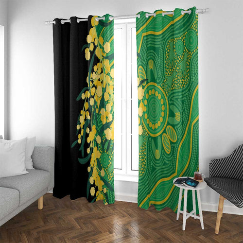Australia Golden Wattle Window Curtain Aussie Native Flowers Indigenous Art - Aussie Hoodie
