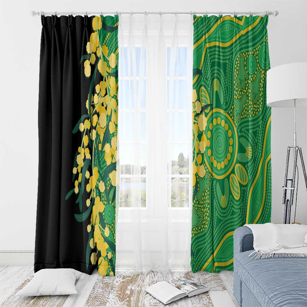 Australia Golden Wattle Window Curtain Aussie Native Flowers Indigenous Art - Aussie Hoodie
