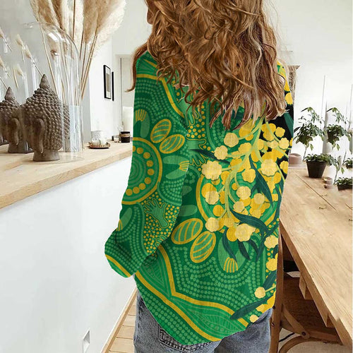 Australia Golden Wattle Women Casual Shirt Aussie Native Flowers Indigenous Art - Aussie Hoodie
