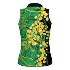 Australia Golden Wattle Women Sleeveless Polo Shirt Aussie Native Flowers Indigenous Art - Aussie Hoodie