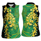 Australia Golden Wattle Women Sleeveless Polo Shirt Aussie Native Flowers Indigenous Art - Aussie Hoodie