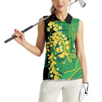 Australia Golden Wattle Women Sleeveless Polo Shirt Aussie Native Flowers Indigenous Art - Aussie Hoodie