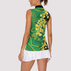 Australia Golden Wattle Women Sleeveless Polo Shirt Aussie Native Flowers Indigenous Art - Aussie Hoodie