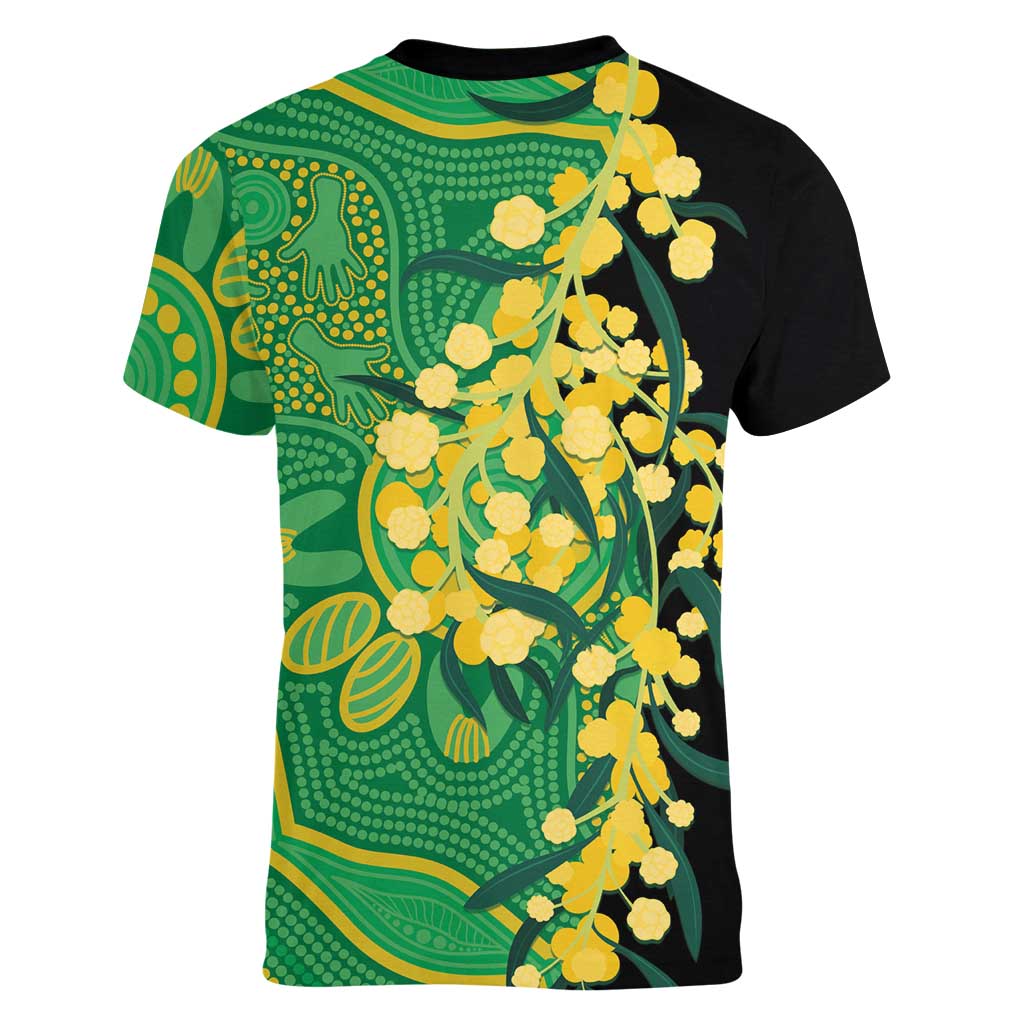 Australia Golden Wattle Women V-Neck T-Shirt Aussie Native Flowers Indigenous Art - Aussie Hoodie
