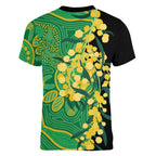 Australia Golden Wattle Women V-Neck T-Shirt Aussie Native Flowers Indigenous Art - Aussie Hoodie