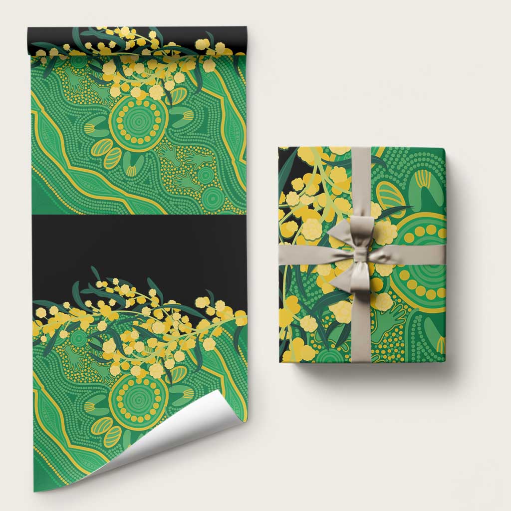 Australia Golden Wattle Wrapping Paper Aussie Native Flowers Indigenous Art - Aussie Hoodie