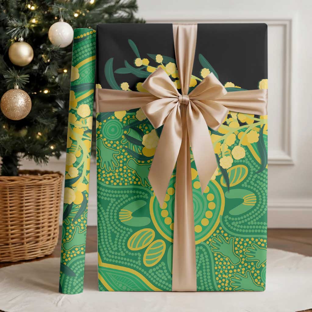 Australia Golden Wattle Wrapping Paper Aussie Native Flowers Indigenous Art - Aussie Hoodie