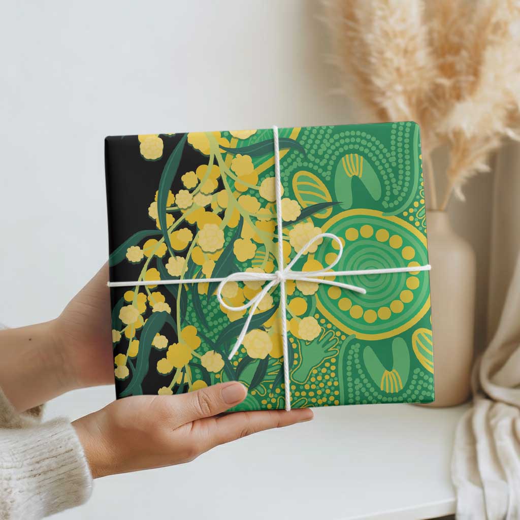 Australia Golden Wattle Wrapping Paper Aussie Native Flowers Indigenous Art - Aussie Hoodie