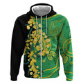 Australia Golden Wattle Zip Hoodie Aussie Native Flowers Indigenous Art - Aussie Hoodie