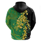 Australia Golden Wattle Zip Hoodie Aussie Native Flowers Indigenous Art - Aussie Hoodie