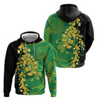 Australia Golden Wattle Zip Hoodie Aussie Native Flowers Indigenous Art - Aussie Hoodie