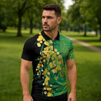 Australia Golden Wattle Zipper Polo Shirt Aussie Native Flowers Indigenous Art - Aussie Hoodie