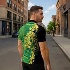 Australia Golden Wattle Zipper Polo Shirt Aussie Native Flowers Indigenous Art - Aussie Hoodie