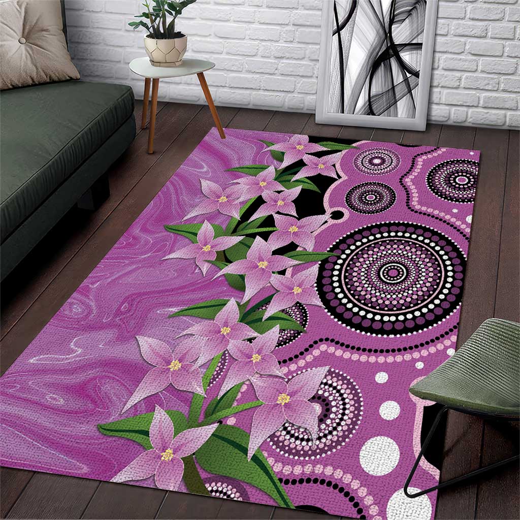 Australia Boronia Area Rug Aussie Native Flowers Indigenous Art - Aussie Hoodie