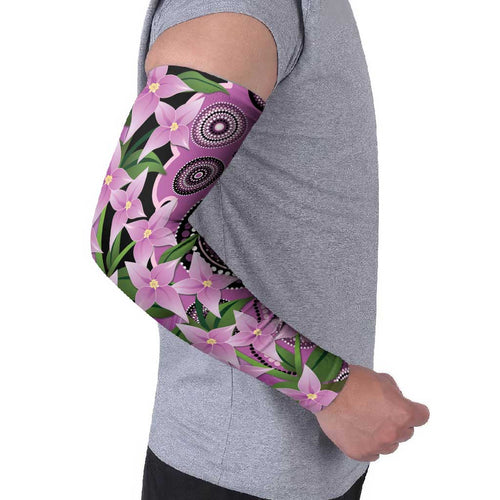 Australia Boronia Arm Sleeves Aussie Native Flowers Indigenous Art - Aussie Hoodie