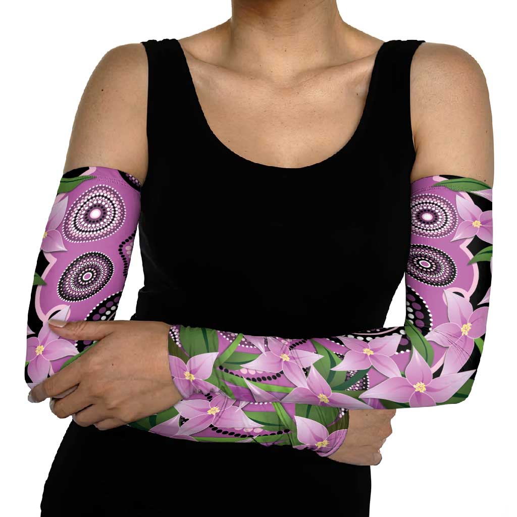 Australia Boronia Arm Sleeves Aussie Native Flowers Indigenous Art - Aussie Hoodie