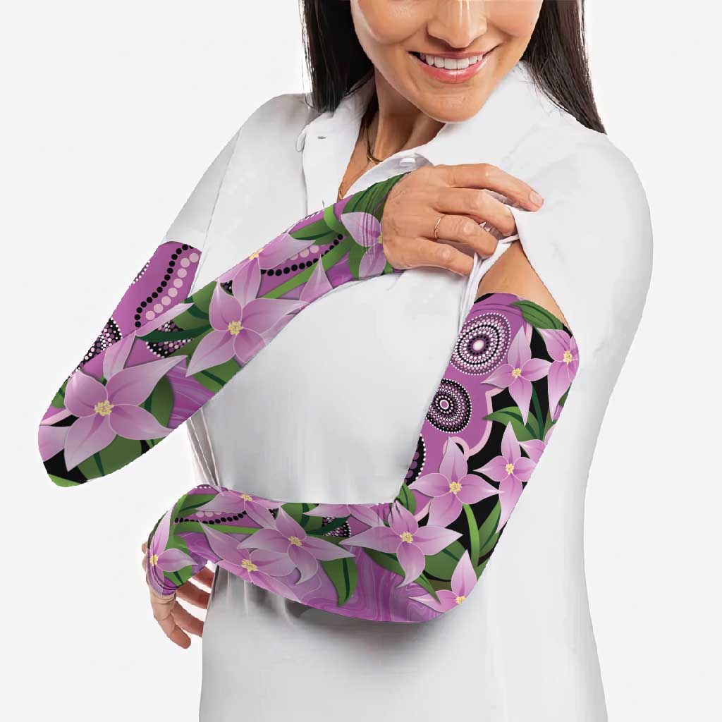 Australia Boronia Arm Sleeves Aussie Native Flowers Indigenous Art - Aussie Hoodie