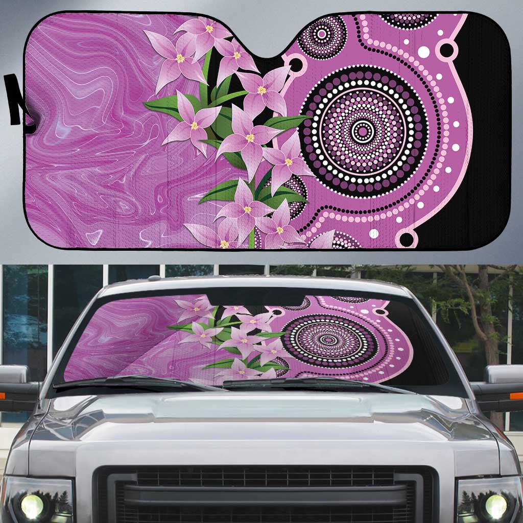 Australia Boronia Auto Sun Shade Aussie Native Flowers Indigenous Art - Aussie Hoodie