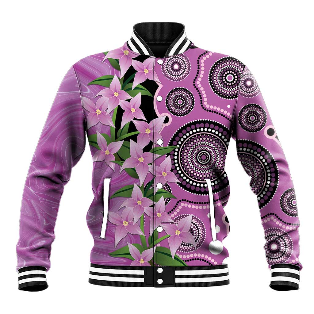 Australia Boronia Baseball Jacket Aussie Native Flowers Indigenous Art - Aussie Hoodie
