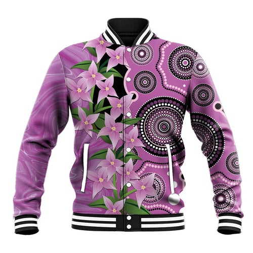 Australia Boronia Baseball Jacket Aussie Native Flowers Indigenous Art - Aussie Hoodie