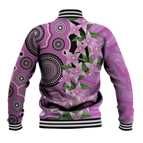 Australia Boronia Baseball Jacket Aussie Native Flowers Indigenous Art - Aussie Hoodie