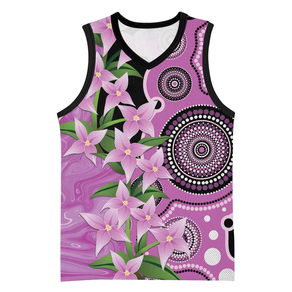 Australia Boronia Basketball Jersey Aussie Native Flowers Indigenous Art - Aussie Hoodie