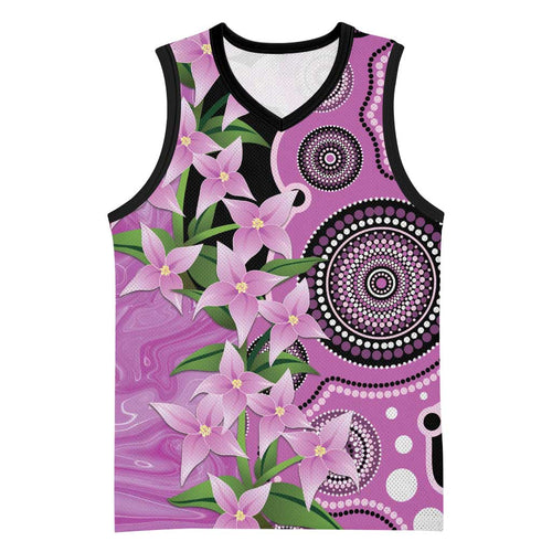 Australia Boronia Basketball Jersey Aussie Native Flowers Indigenous Art - Aussie Hoodie