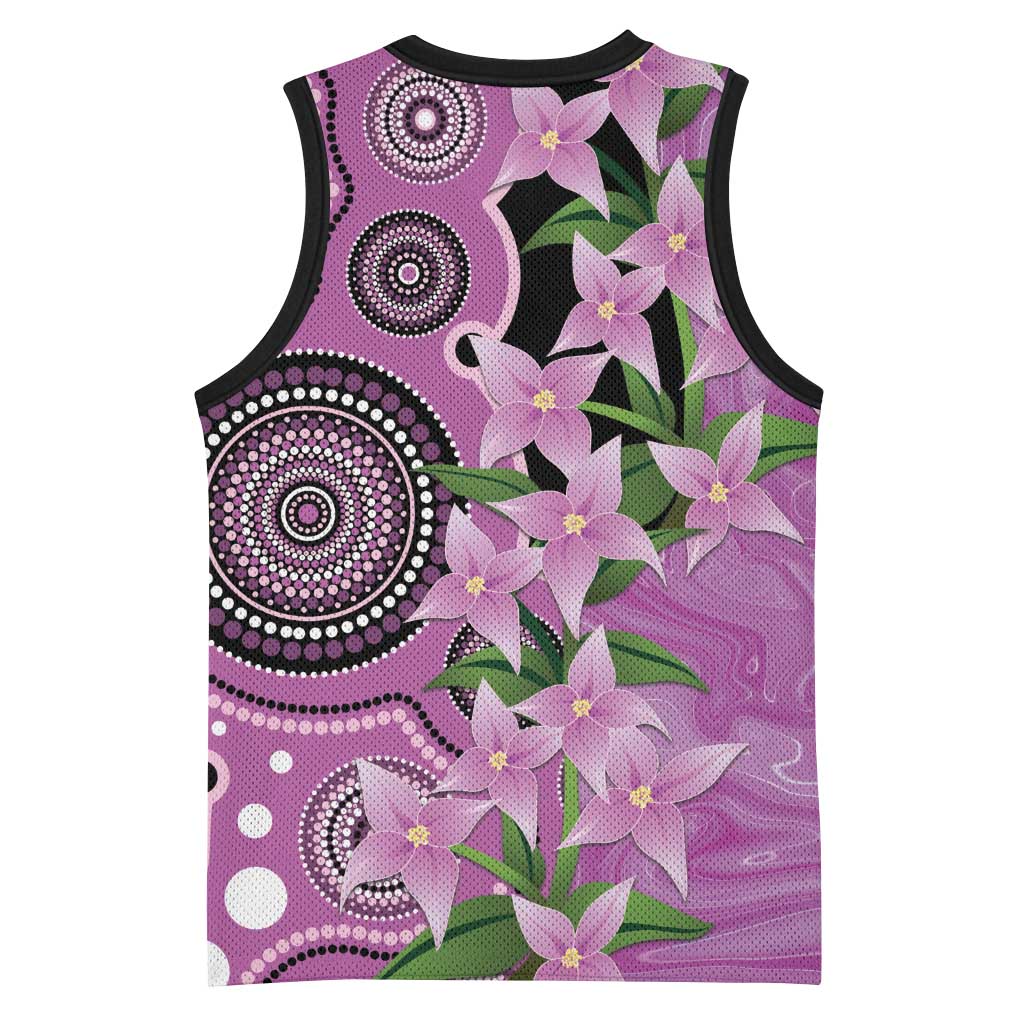 Australia Boronia Basketball Jersey Aussie Native Flowers Indigenous Art - Aussie Hoodie