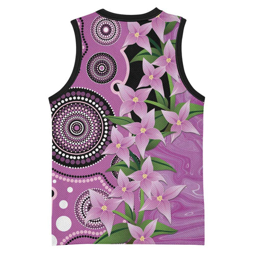 Australia Boronia Basketball Jersey Aussie Native Flowers Indigenous Art - Aussie Hoodie