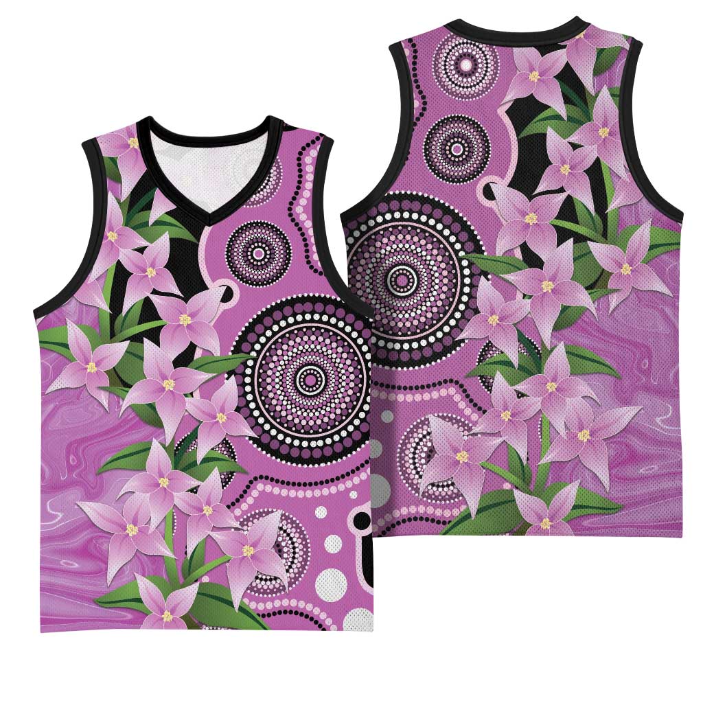 Australia Boronia Basketball Jersey Aussie Native Flowers Indigenous Art - Aussie Hoodie