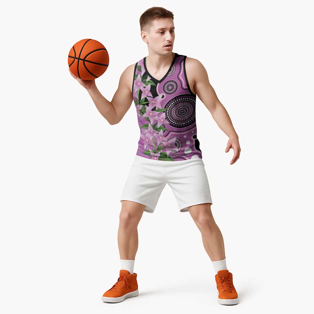 Australia Boronia Basketball Jersey Aussie Native Flowers Indigenous Art - Aussie Hoodie