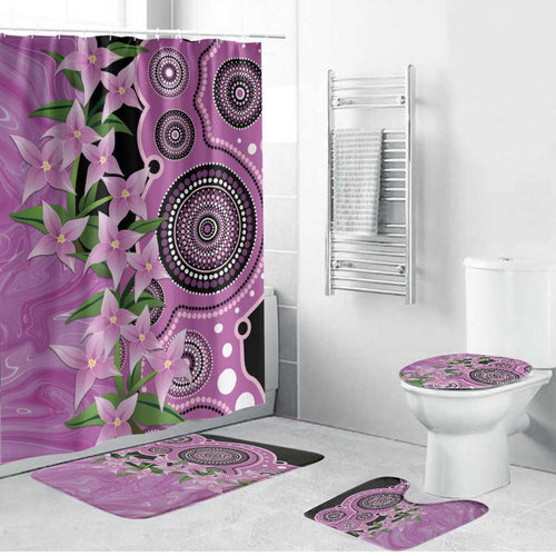 Australia Boronia Bathroom Set Aussie Native Flowers Indigenous Art - Aussie Hoodie
