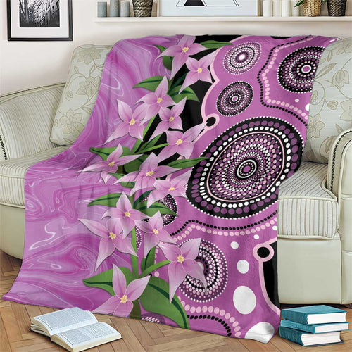 Australia Boronia Blanket Aussie Native Flowers Indigenous Art - Aussie Hoodie