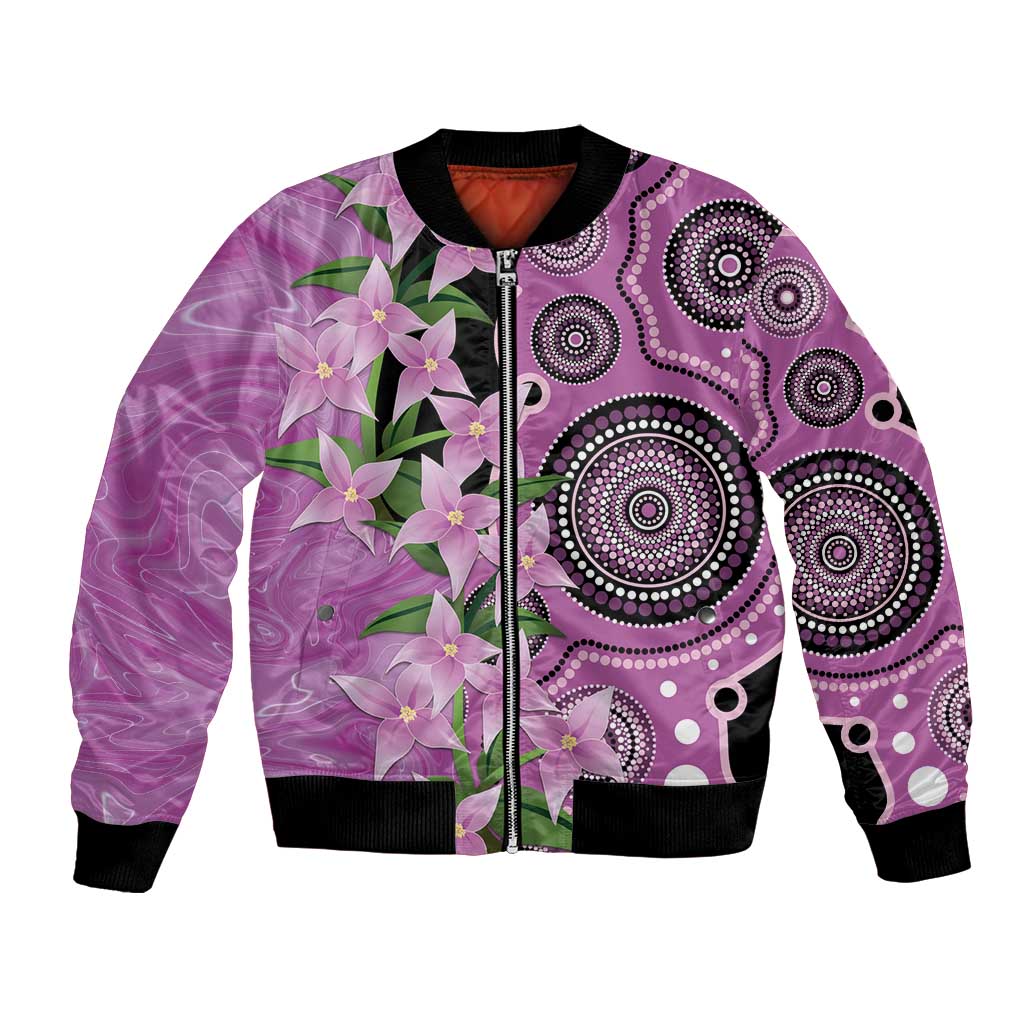 Australia Boronia Bomber Jacket Aussie Native Flowers Indigenous Art - Aussie Hoodie