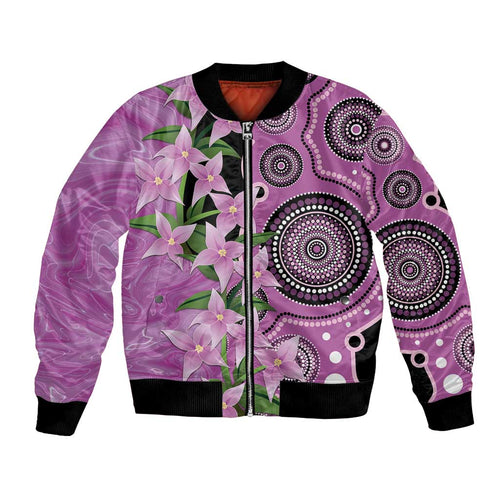 Australia Boronia Bomber Jacket Aussie Native Flowers Indigenous Art - Aussie Hoodie