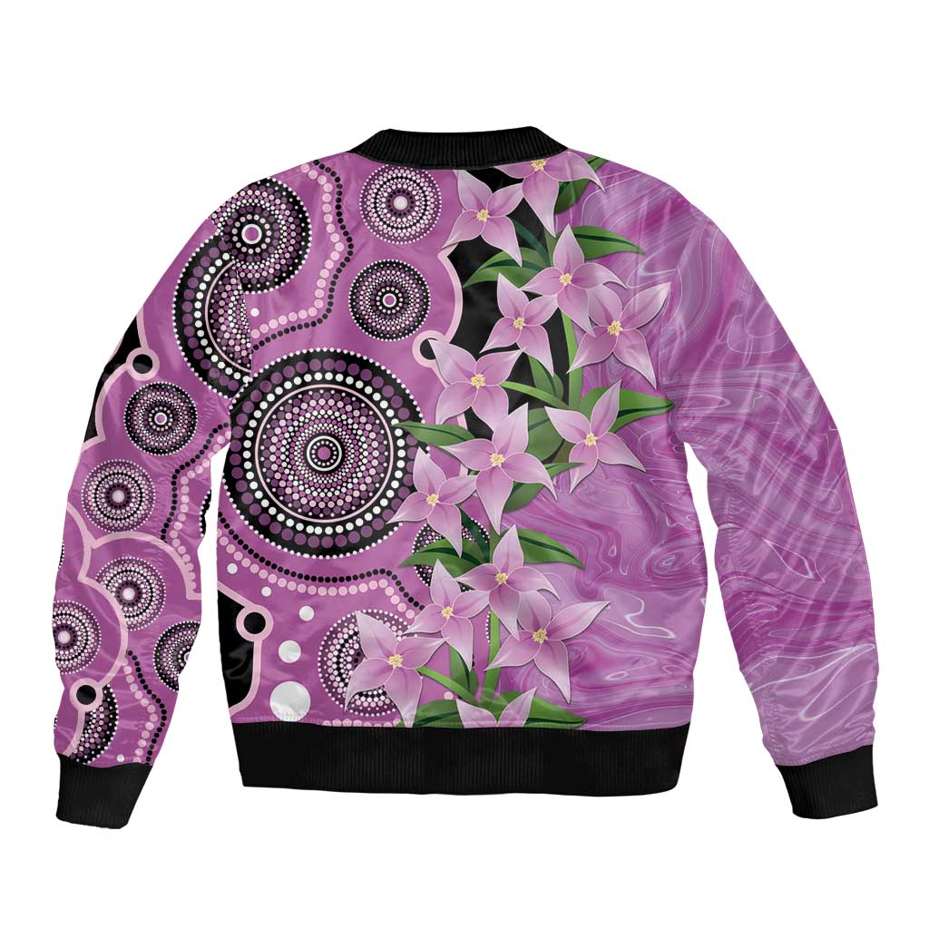 Australia Boronia Bomber Jacket Aussie Native Flowers Indigenous Art - Aussie Hoodie