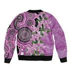 Australia Boronia Bomber Jacket Aussie Native Flowers Indigenous Art - Aussie Hoodie