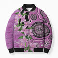 Australia Boronia Bomber Puffer Jacket Aussie Native Flowers Indigenous Art - Aussie Hoodie
